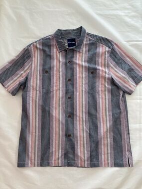 Tommy Bahama Island Zone 75% Silk Performance Blend Striped Camp Shirt Men’s XL